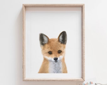 Baby Fox Nursery Print, Baby Woodland Animal Decor, Woodland Nursery Decor, PRINTABLE Fox Wall Art, Kids Room Decor, DIGITAL DOWNLOAD