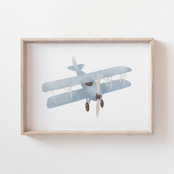 Vintage Plane Print, Biplane Wall Art, Printable Travel Wall Art, Travel Nursery Decor, Boys Room Decor, DIGITAL DOWNLOAD