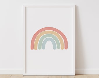 Watercolor Rainbow Print, Rainbow Nursery Decor, Printable Wall Art, Kids Room Decor, Playroom Poster, DIGITAL DOWNLOAD