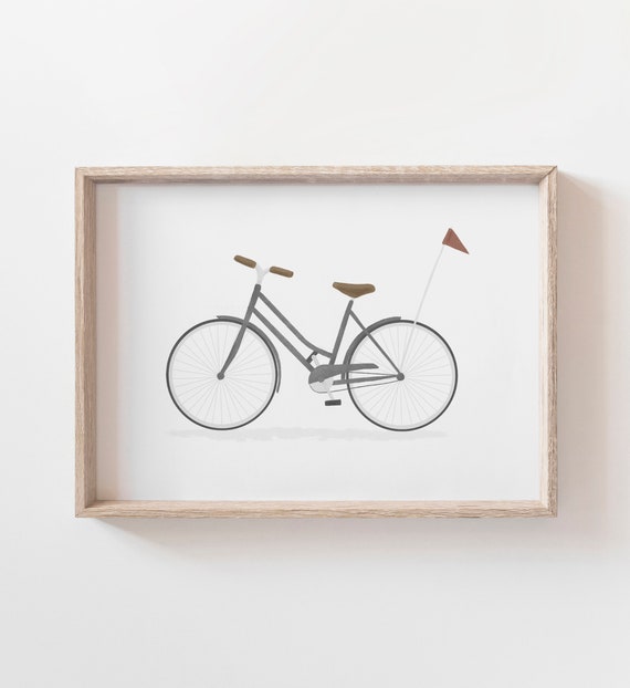 Buy Gray Bike Print Printable Bicycle Wall Art Baby Boy Nursery