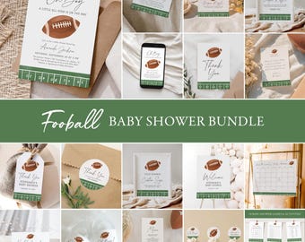Football Baby Shower Invitation Bundle, Editable Little All Star Football Baby Shower Decor and Games Template, Oh Boy, DIGITAL DOWNLOAD