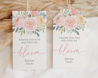 Floral Teacher Appreciation Tag Template, Afdrukbare Moederdag Cadeau Tag, Bedankt voor het helpen bloeien, DIGITALE DOWNLOAD