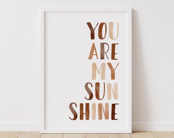 You Are My Sunshine Print, Burnt Orange Nursery Decor, PRINTABLE Wall Art, Boho Kids Room Decor,  DIGITAL DOWNLOAD