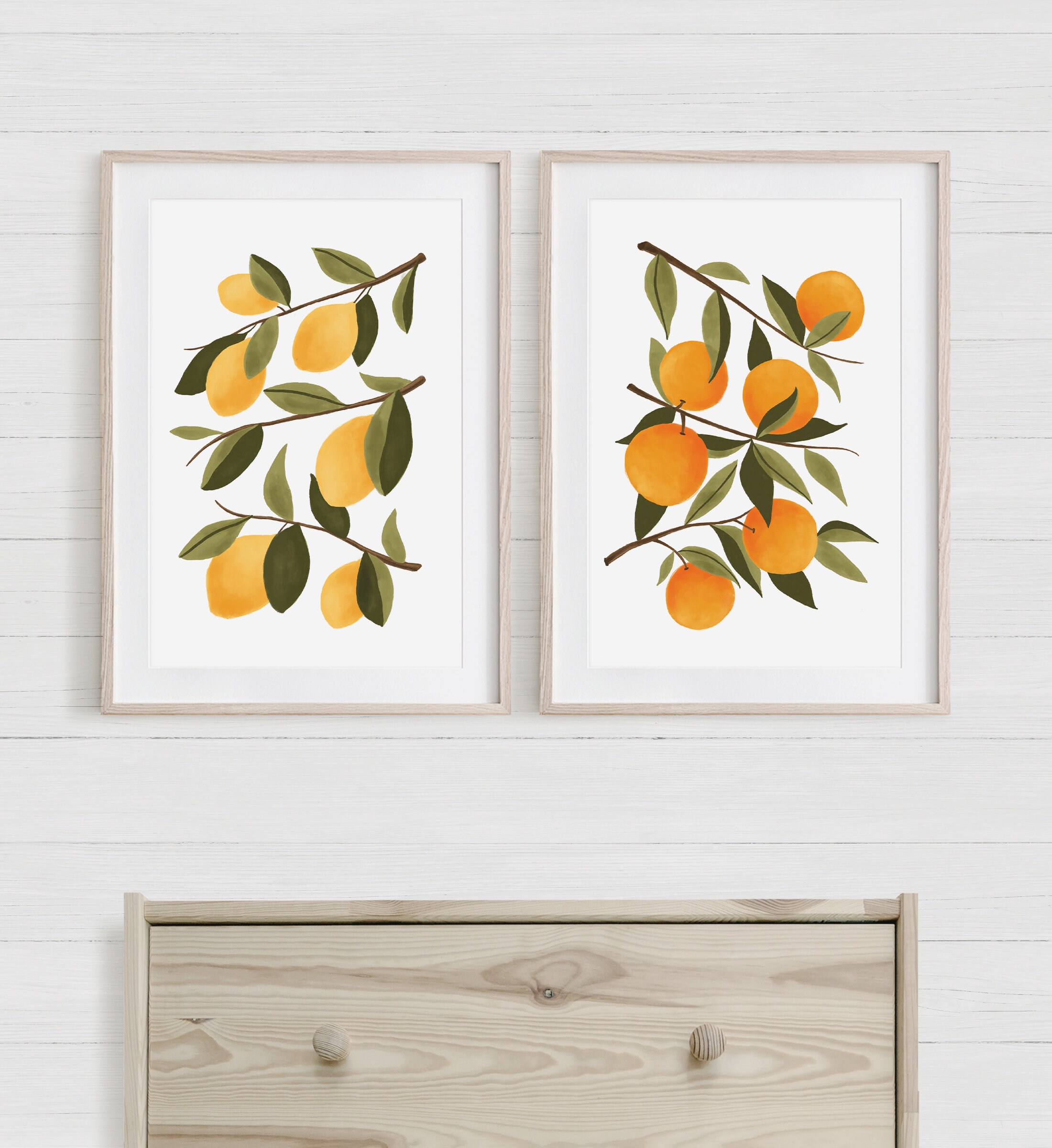 Citrus Botanical Prints Set of 2 Citrus Art Lemon Print | Etsy
