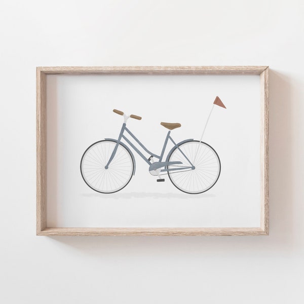 Blue Bicycle Print, Printable Vintage Bike Wall Art, Baby Boy Nursery Decor, Boys Room Decor, DIGITAL DOWNLOAD