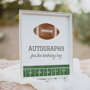 Football Birthday Autographs Sign, Football Birthday Party Decor, Autographs Table Sign, 1st Year Down, DIGITAL DOWNLOAD