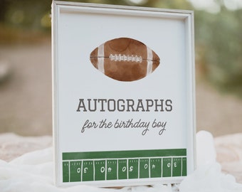 Football Birthday Autographs Sign, Football Birthday Party Decor, Autographs Table Sign, 1st Year Down, DIGITAL DOWNLOAD