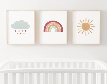 Rainbow Wall Art Set of 3 Prints, Girl Nursery Decor, Printable Wall Art, Girls Room Decor, DIGITAL DOWNLOAD
