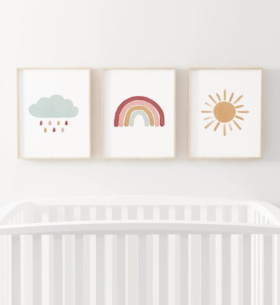 Rainbow Wall Art Set of 3 Prints, Girl Nursery Decor, Printable Wall Art, Girls Room Decor, DIGITAL DOWNLOAD