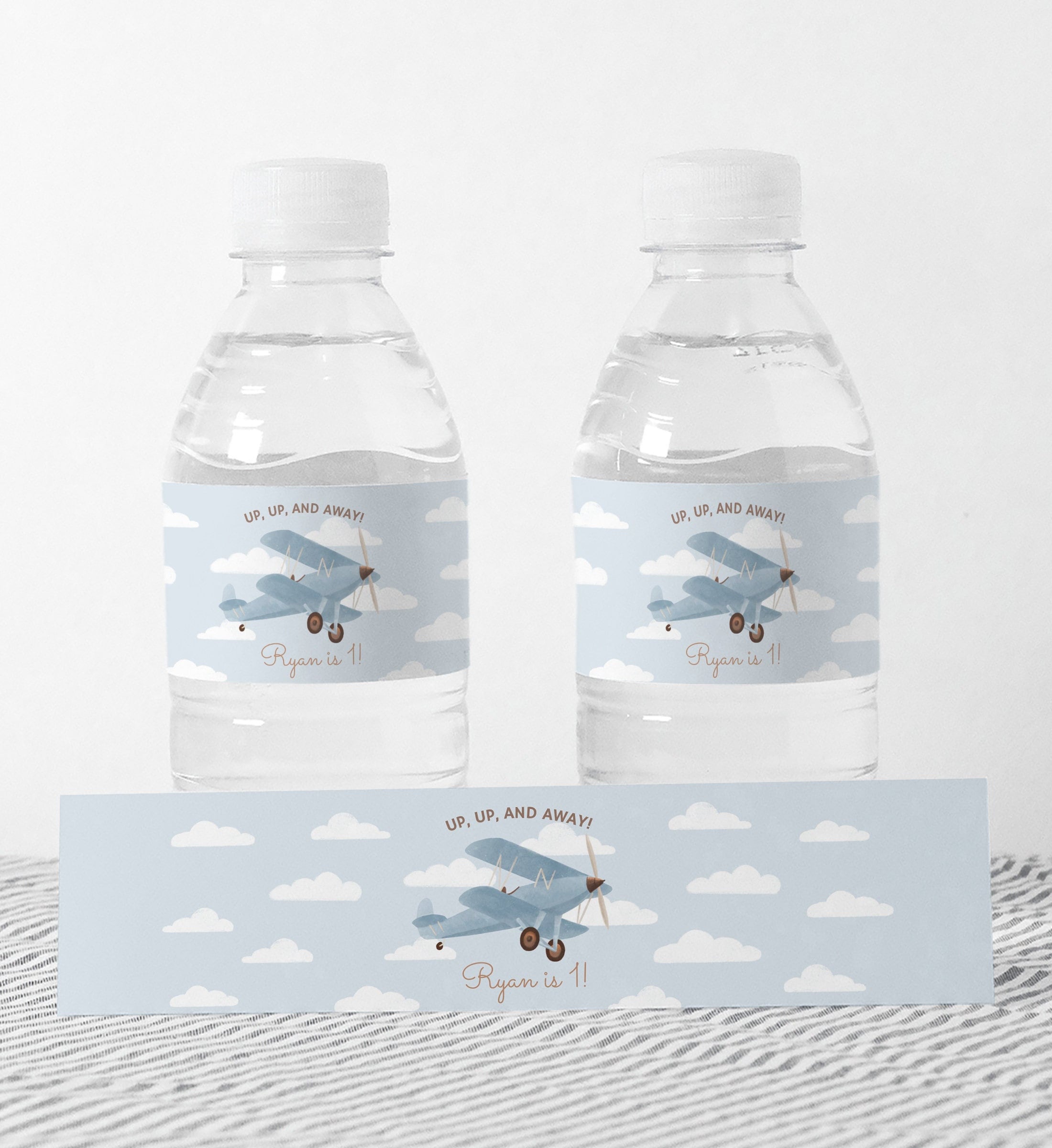 Boys Cute Blue Airplane Kids Travel Water Bottle