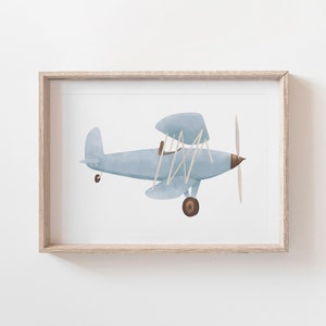 Vintage Plane Print, Biplane Wall Art, Printable Travel Wall Art, Travel Nursery Decor, Boys Room Decor, DIGITAL DOWNLOAD