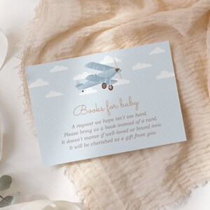 Flugzeug Bücher für Baby Kartenvorlage, Reise Baby Shower Buch Antrag einfügen, druckbare Vorlage, DIGITAL DOWNLOAD