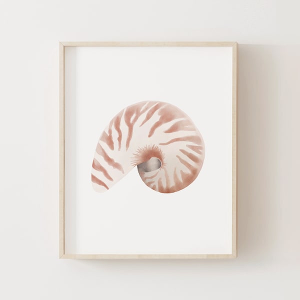 Watercolor Sea Shell Print, Beach Nursery Decor, PRINTABLE Sea Shell Wall Art, Coastal Home Decor, DIGITAL DOWNLOAD