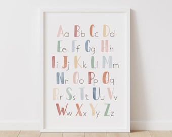 Rainbow Alphabet Poster, ABC Print, Printable Educational Wall Art, Kids Room Decor, Nursery Decor, DIGITAL DOWNLOAD