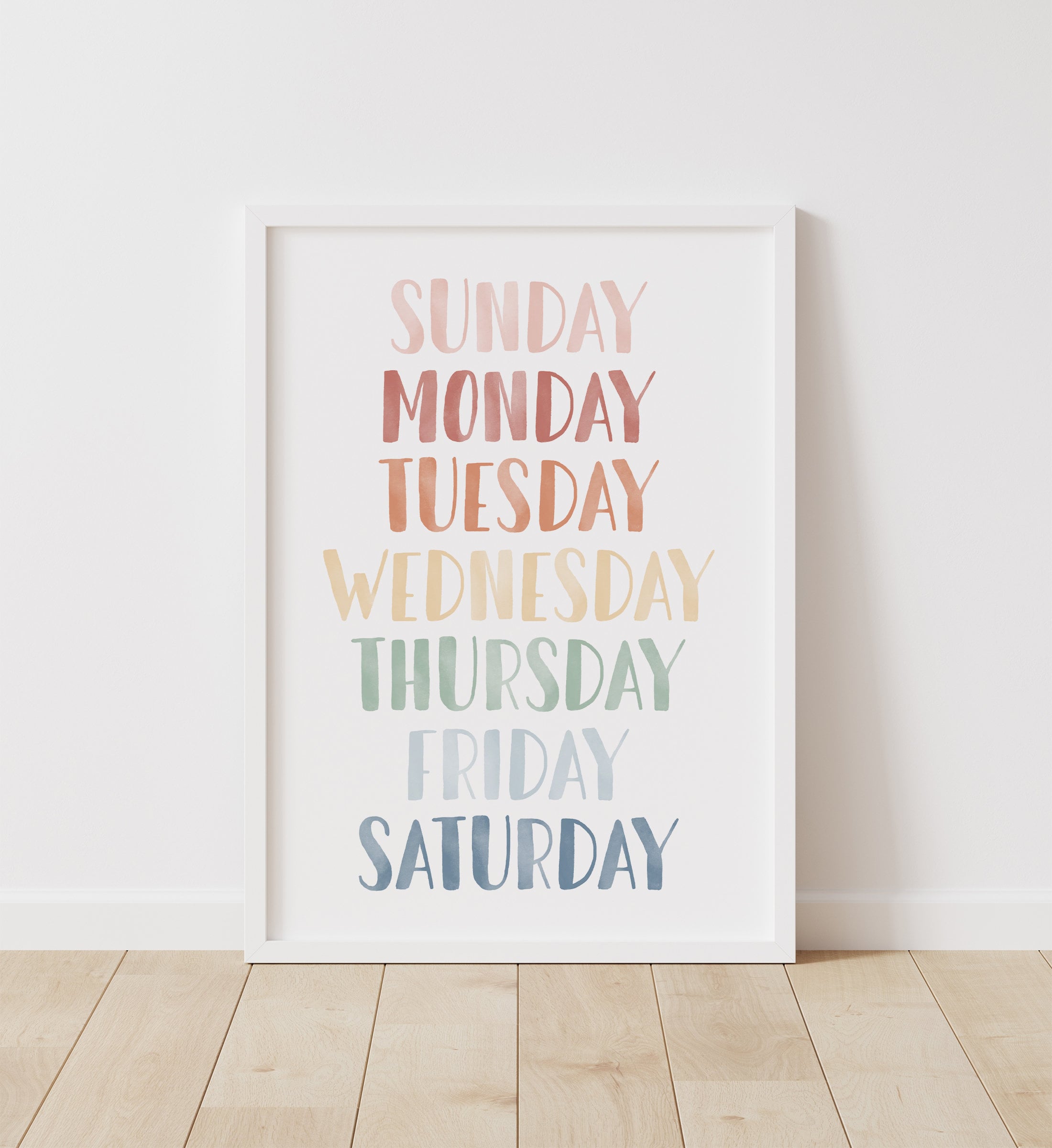 Rainbow Days of the Week Poster, Printable Educational Wall Art ...