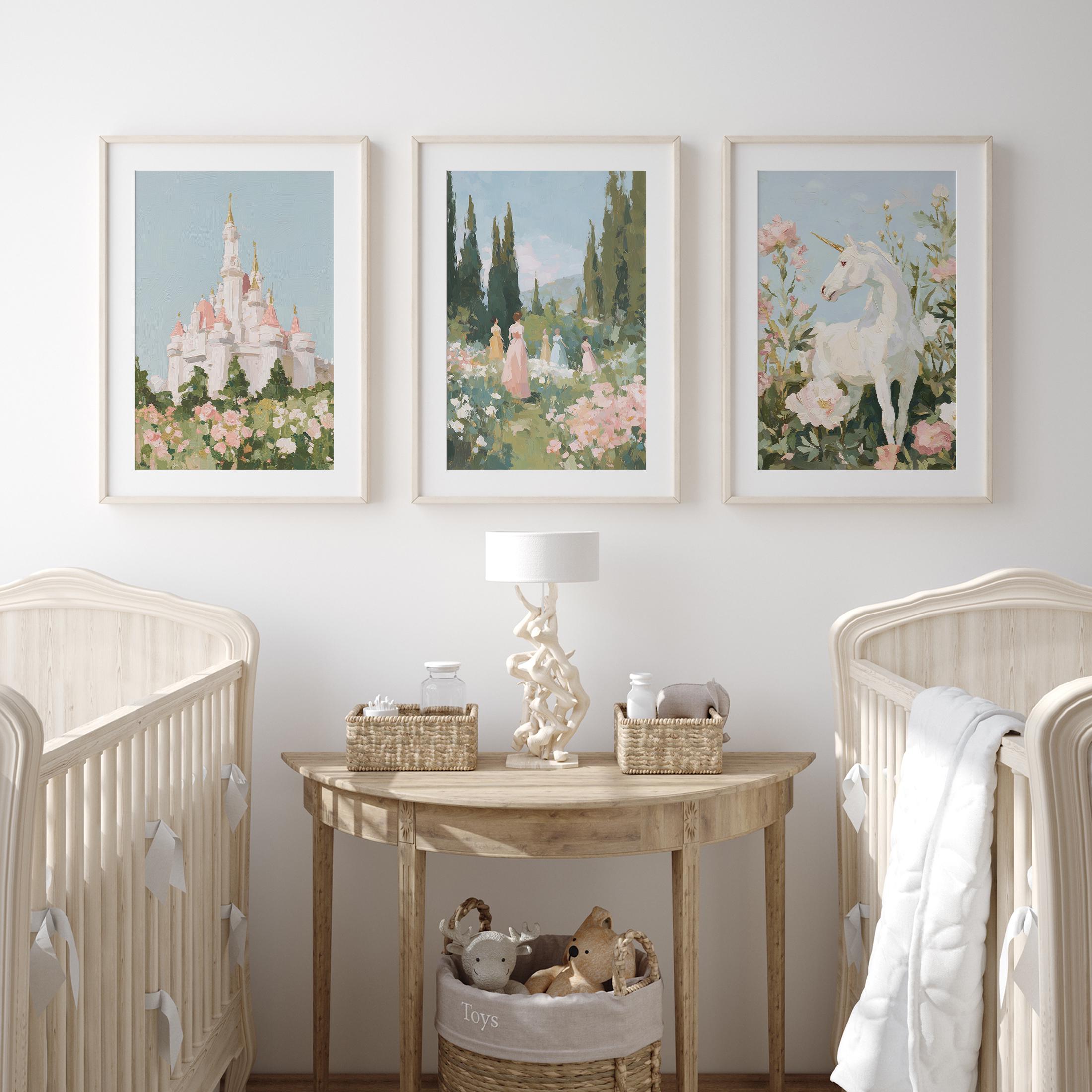 Princess Wall Art, Vintage Princess Nursery Decor, Pink Fairytale Girls ...