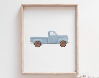 Vintage Truck Print, Printable Pickup Truck Wall Art, Travel Wall Art, Travel Nursery Decor, Boys Room Decor, DIGITAL DOWNLOAD