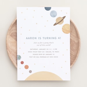 Editable Outer Space Birthday Party Invitation, Solar System Birthday Party Invite Template, DIGITAL DOWNLOAD