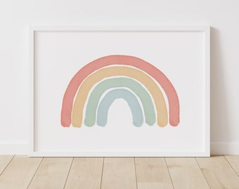 Rainbow Wall Art, Rainbow Nursery Decor, Printable Wall Art, Watercolor Rainbow Print, Kids Room Decor, Playroom Decor, DIGITAL DOWNLOAD