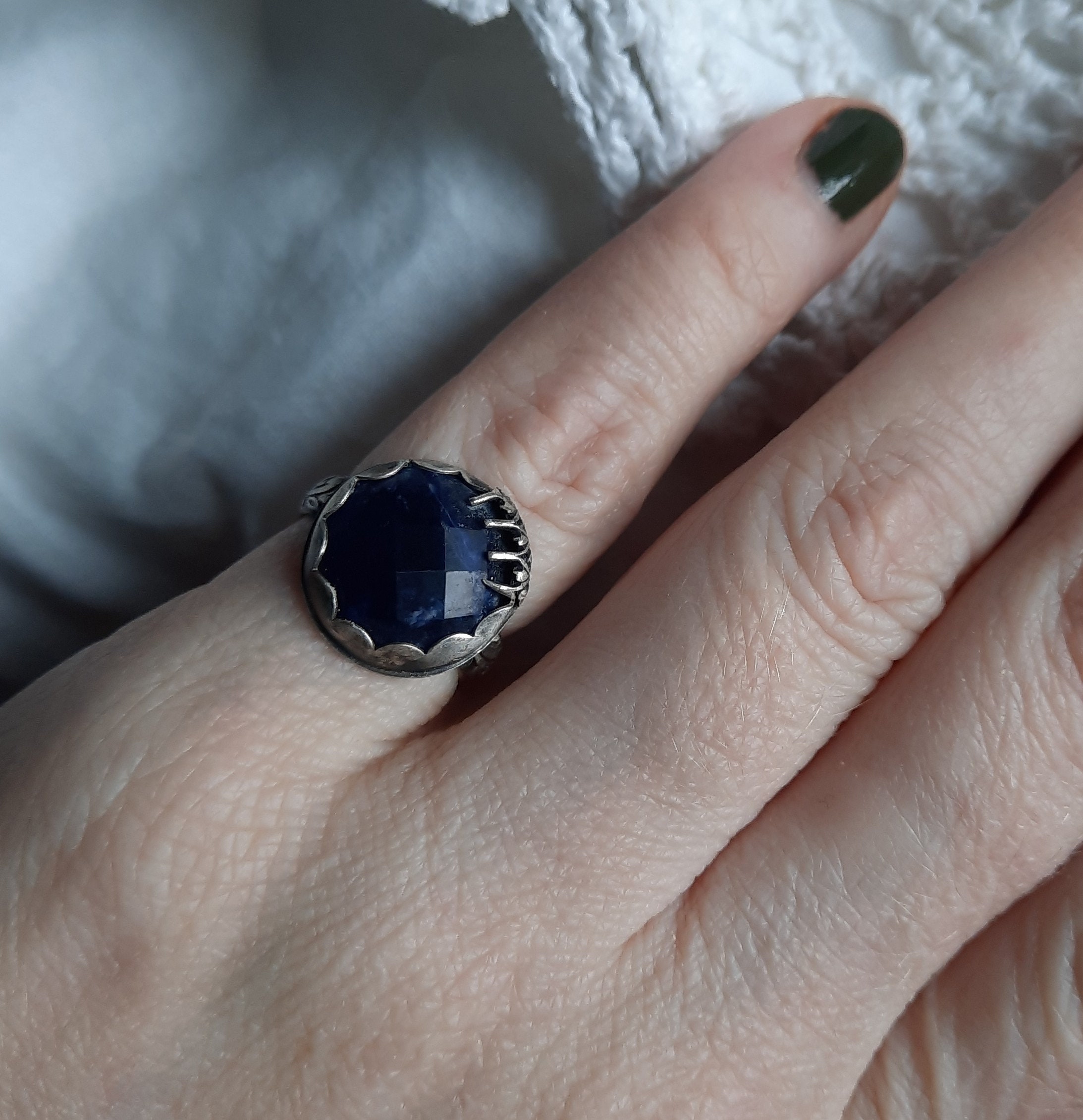 Earthbound Sterling Silver and Blue Sodalite Ring Sz 6 Etsy