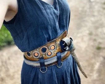 Waist belt- larp fantasy role playing belt- costume- unique