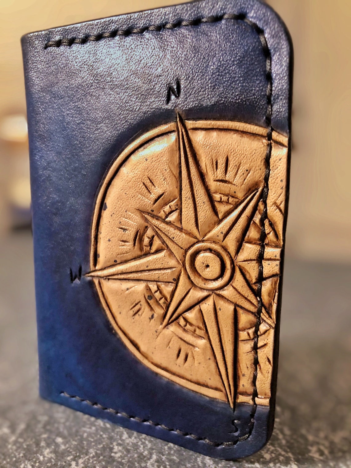 Compass Wallet Card Holder Leather Accessories EDC Etsy