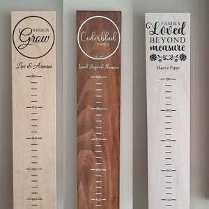 CENTRE Personalised Family Timber Height Chart / Wooden Growth Ruler / One single piece