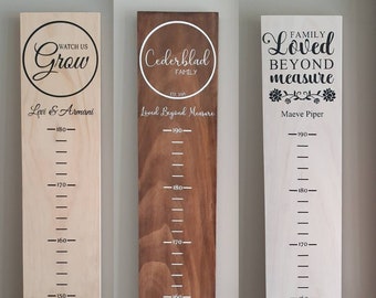 CENTRE Personalised Family Timber Height Chart / Wooden Growth Ruler / One single piece