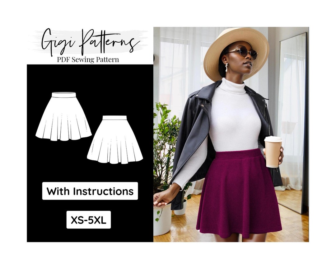 High Waist Skater Skirt Sewing Pattern Flare Skirt Pattern Etsy
