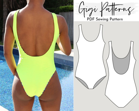 Swimsuit Pattern Low Back High Cut One Piece Bikini Pattern Etsy