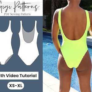 Low Back High Cut Swimsuit Sewing Pattern: Reversible One-Piece (PDF Pattern)