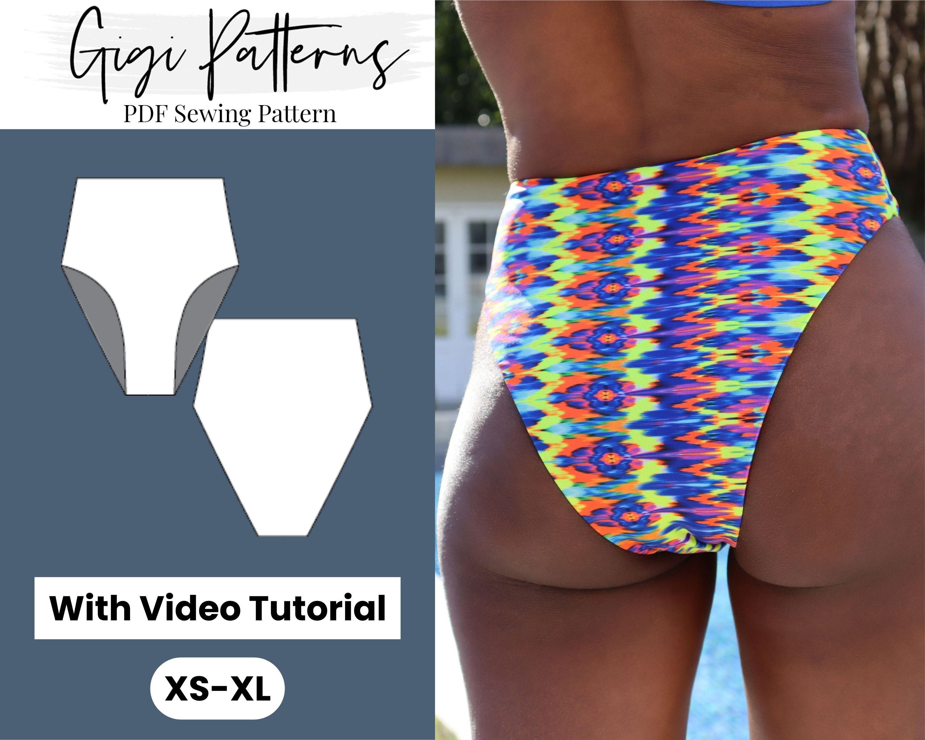 PDF Swimsuit Pattern High Cut Leg High Waist Bikini Bottom