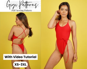 Sexy Swimsuit Pattern, High Cut One Piece Bikini Pattern • Women's PDF Swimsuit Patterns  • Swimwear Pdf Pattern, Swimsuit Sewing Pattern