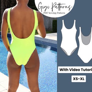 Low Back High Cut Swimsuit Sewing Pattern: Reversible One Piece (A4 PDF)
