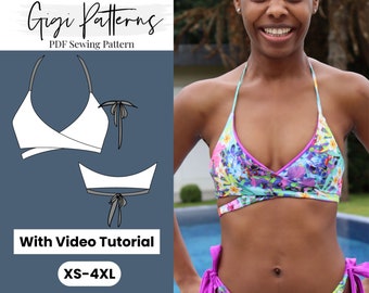 Bikini Top Pdf Pattern | PDF Swimsuit Pattern | Bikini Top Pattern | Cross Over Bikini Top | Swim Sewing Pattern | Reversible Bikini Top