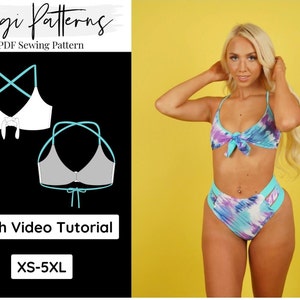 PDF Swimsuit Pattern O-Ring Crop Bikini Top Pattern XS-5XL