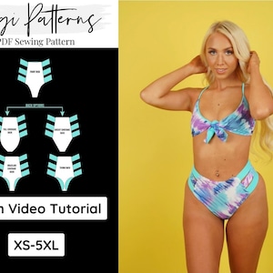 Reversible 3 Side Straps High Waist Bikini Bottom XS-5XL | Swimsuit Pattern |  Pattern Bikini | Women Swimsuit | Bikini Pattern pdf