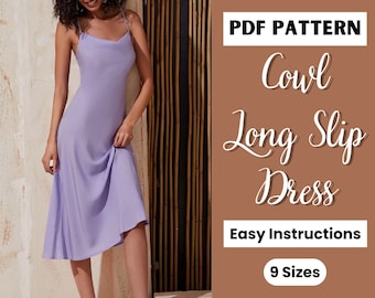 Silk Cowl Slip Dress Pattern | Easy Dress Pattern | Dress Sewing Pattern Pdf | Backless Dress | Printable Sewing Pattern | Easy Digital Pdf