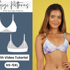 Swimsuit Pattern | Knot Front Bikini Top Pattern | Pdf Sewing Pattern | Swimwear Pattern Swimsuit Pattern Pdf | Bikini Pattern Pdf XS-5XL