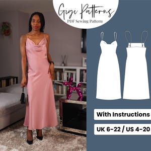 Cowl Dress Pattern | Prom Dress Pattern | Slip Dress Pattern | Easy Sewing Pattern | Midi Dress Pattern | Formal Dress Pattern - Plus Size