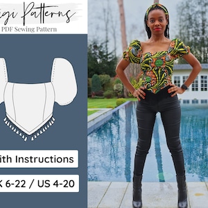 Trendy Corset Top Sewing Pattern | Milkmaid Corset | Renaissance Corset Top | Milkmaid Top | Milkmaid Pattern | Women Pattern | Corset Top