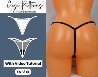 Brazilian Tanga Panties | Micro G-String Underwear | Thong Lingerie Pattern, Women's PDF Lingerie Patterns