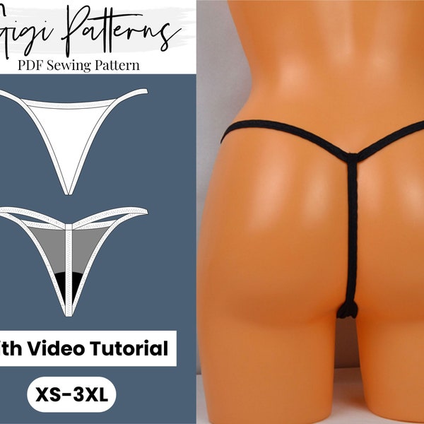 Brazilian Tanga Panties | Micro G-String Underwear | Thong Lingerie Pattern, Women's PDF Lingerie Patterns