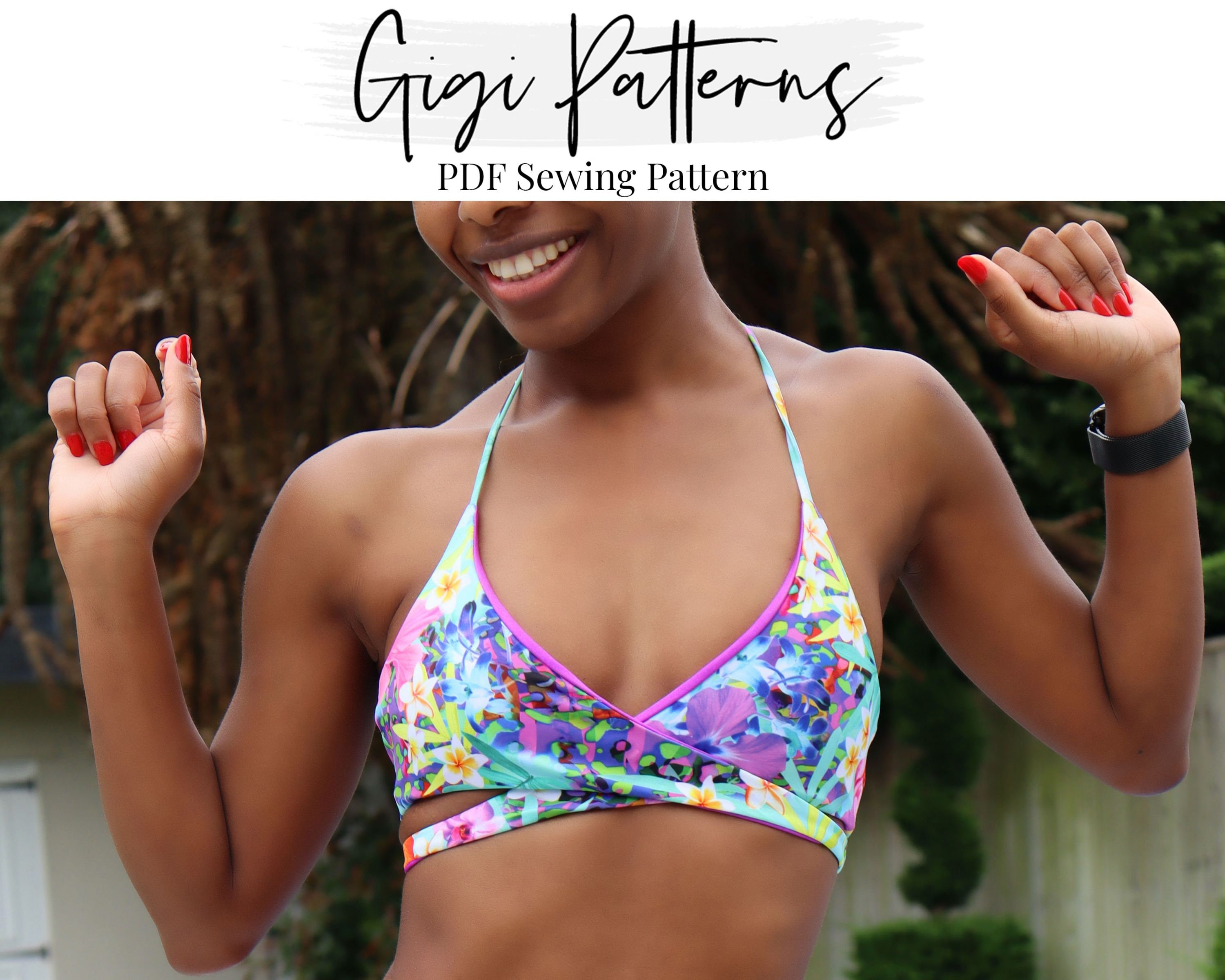 PDF Swimsuit Pattern O-Ring Crop Bikini Top Pattern XS-5XL