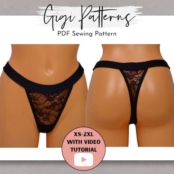 Lingerie Pattern, Sewing Patterns, Brazilian Style Lace Thong PDF Pattern, Lingerie Sewing Pattern, Women's PDF Lingerie Pattern