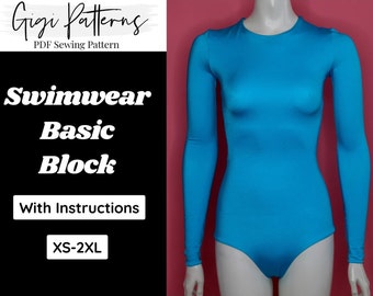 Basic Women Swimwear Pattern Block | One Piece Swimsuit | Swimsuit Pattern PDF | Bikini Pattern | Bathing Suit Pattern | PDF Sewing Pattern