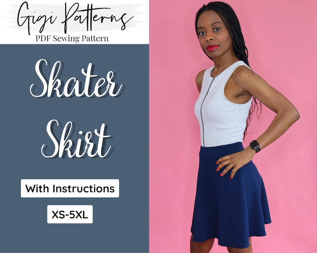 High Waist Skater Skirt Sewing Pattern Flare Skirt Pattern Skirt Pattern for Women Pdf Flowy Skirt Pattern Instant Download XS 5XL Etsy