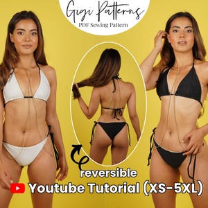Women Swimsuit Pattern | Bikini Bottom Pattern Pdf | Swimsuit Pattern | Swimwear Pattern | Triangle Tie Side Bikini Set Plus Size XS-5XL