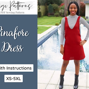 Schürzenkleid Schnittmuster | Overall Kleid Schnittmuster für Frauen | Plus Größe Muster | Schürze Schürze | Latzhose Kleid Pdf | XS- 5XL
