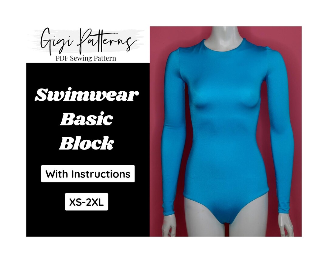 Basic Women Swimwear Pattern Block One Piece Swimsuit Swimsuit Pattern PDF Bikini Pattern